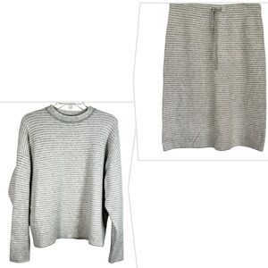J Crew Stripe Wool Blend Pullover Sweater And Skirt Set Size L
